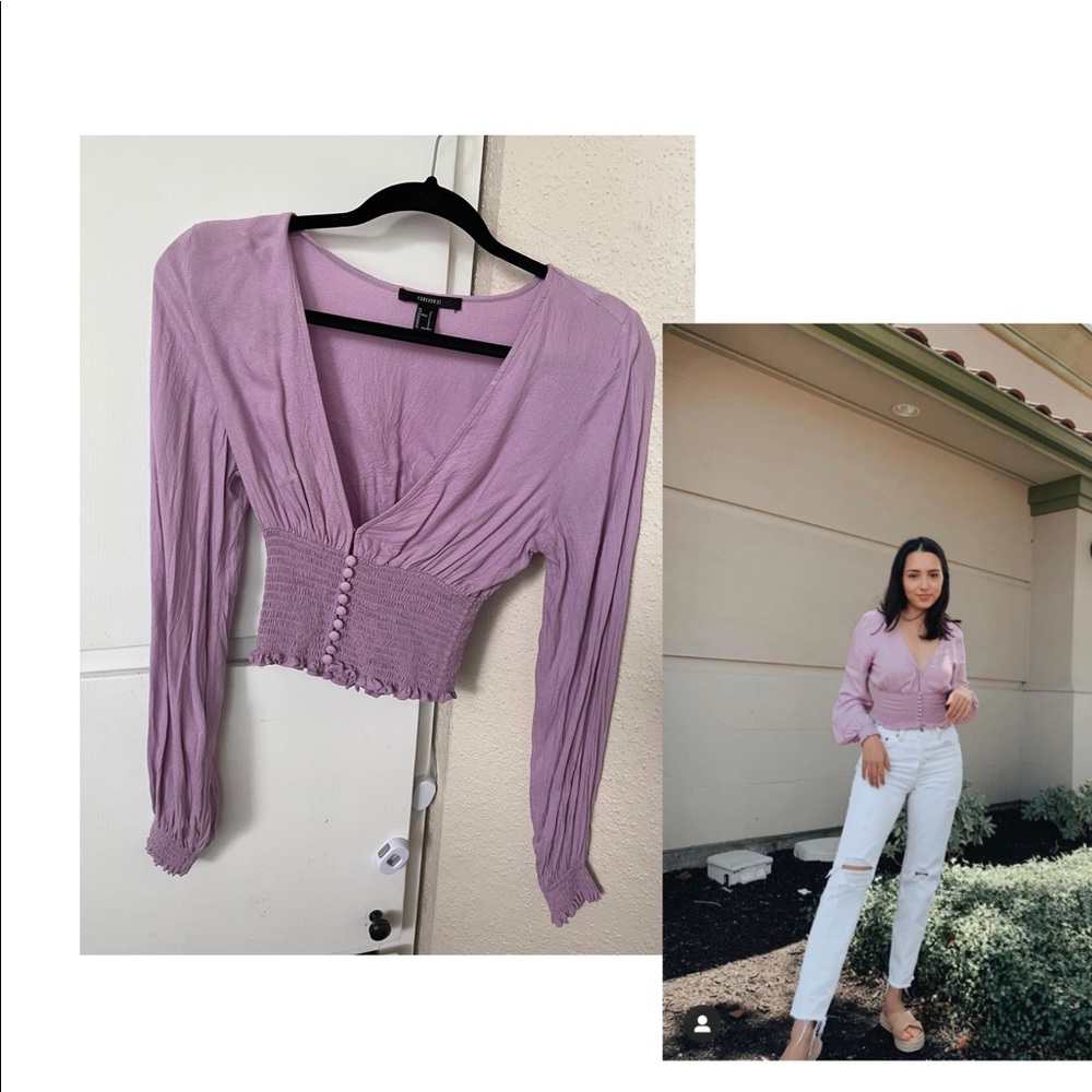 Lilac long-sleeved cropped top